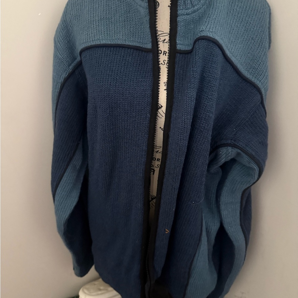 Men's Blue Zip-Up Sweater